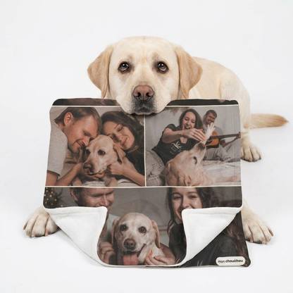 Chien labrador avec sa couverture mosaïque personnalisée Mon Chouchou