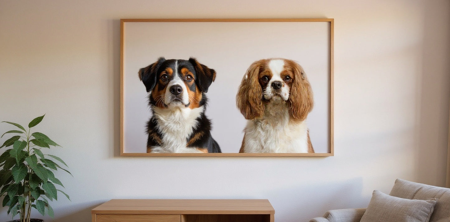 La Toile 2 Animaux — les têtes de vos deux chouchous, photo réaliste en situation