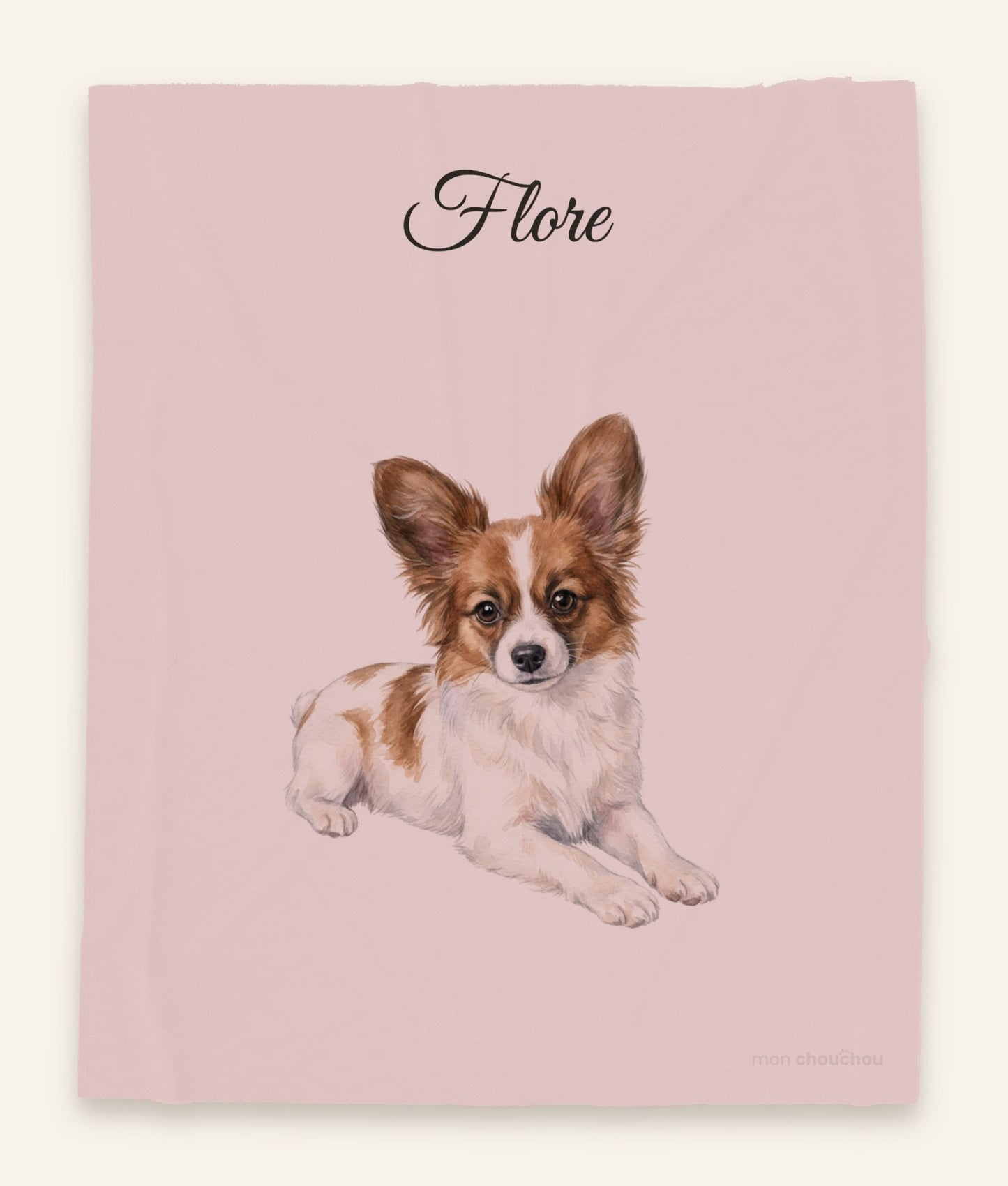 Couverture Portrait Fidèle aquarelle rose poudré avec prénom