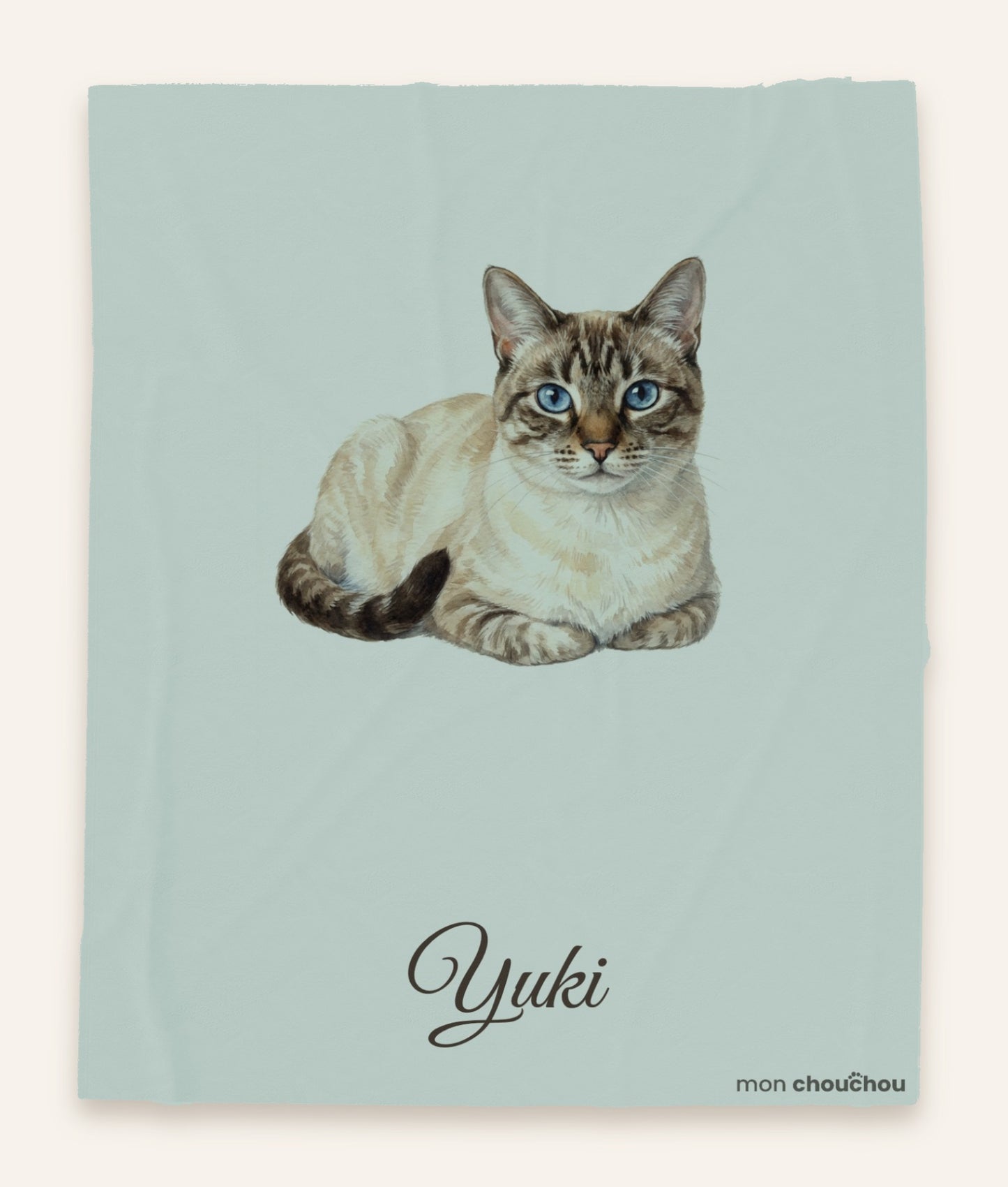 Portrait fidèle de chat aux yeux bleus sur couverture