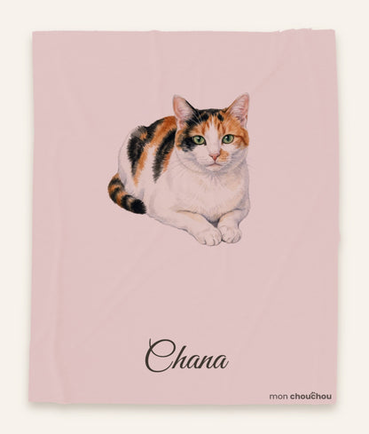 Couverture Portrait Chat tricolore avec prénom