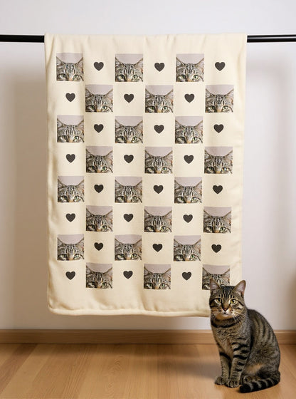 Plaid mosaïque chat suspendu avec chat réel